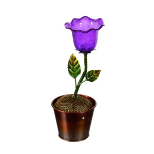 12.5"H Secret Solar Acrylic Flower Statuary, Purple,2sp6210