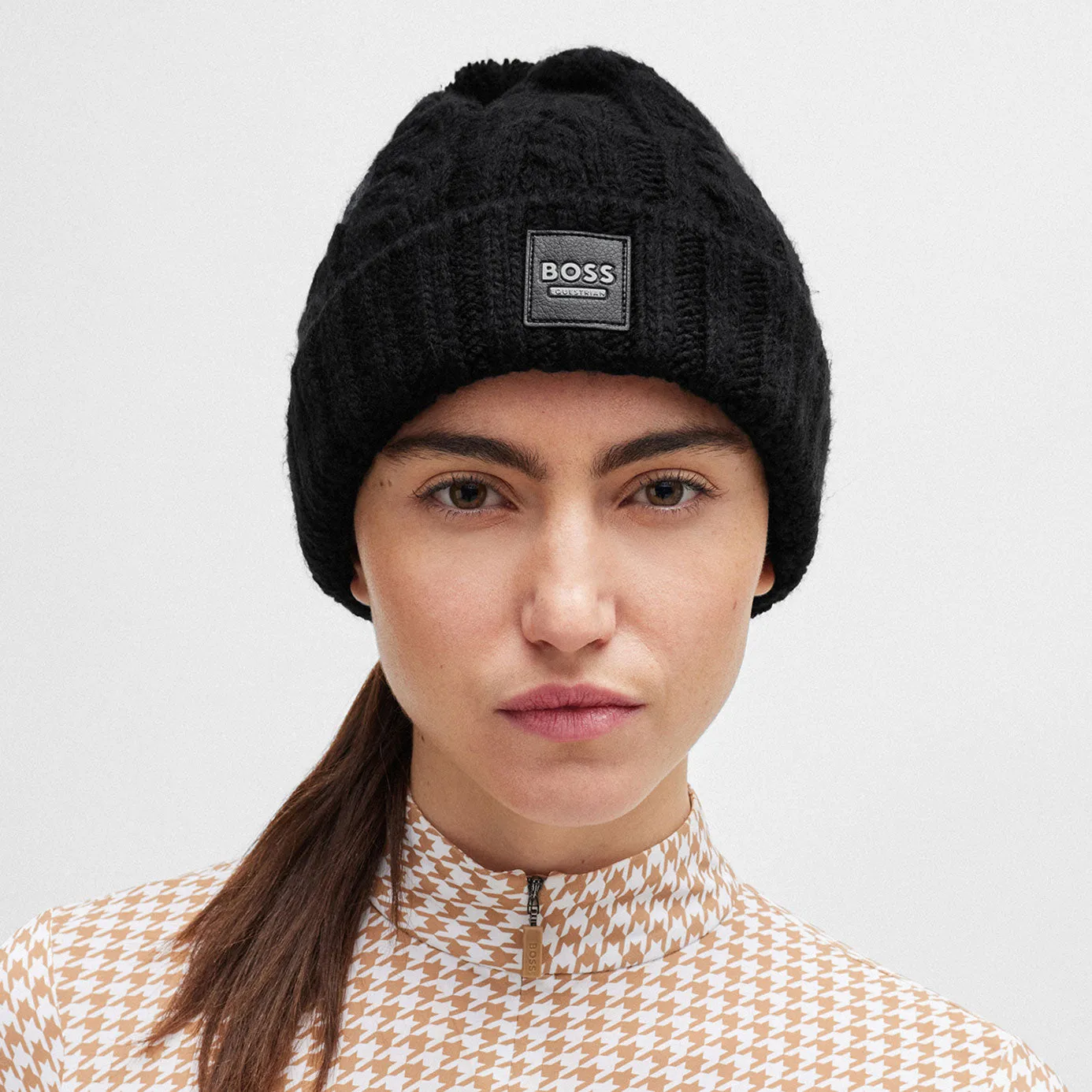 BOSS Equestrian Beanie Bobble Hat - Black