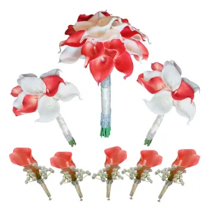 Calla Lily Bouquets Coral and White Wedding Flowers Corsages