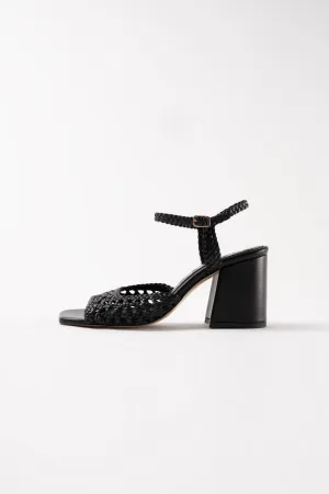 CAPRI - Black Woven Leather Sandals