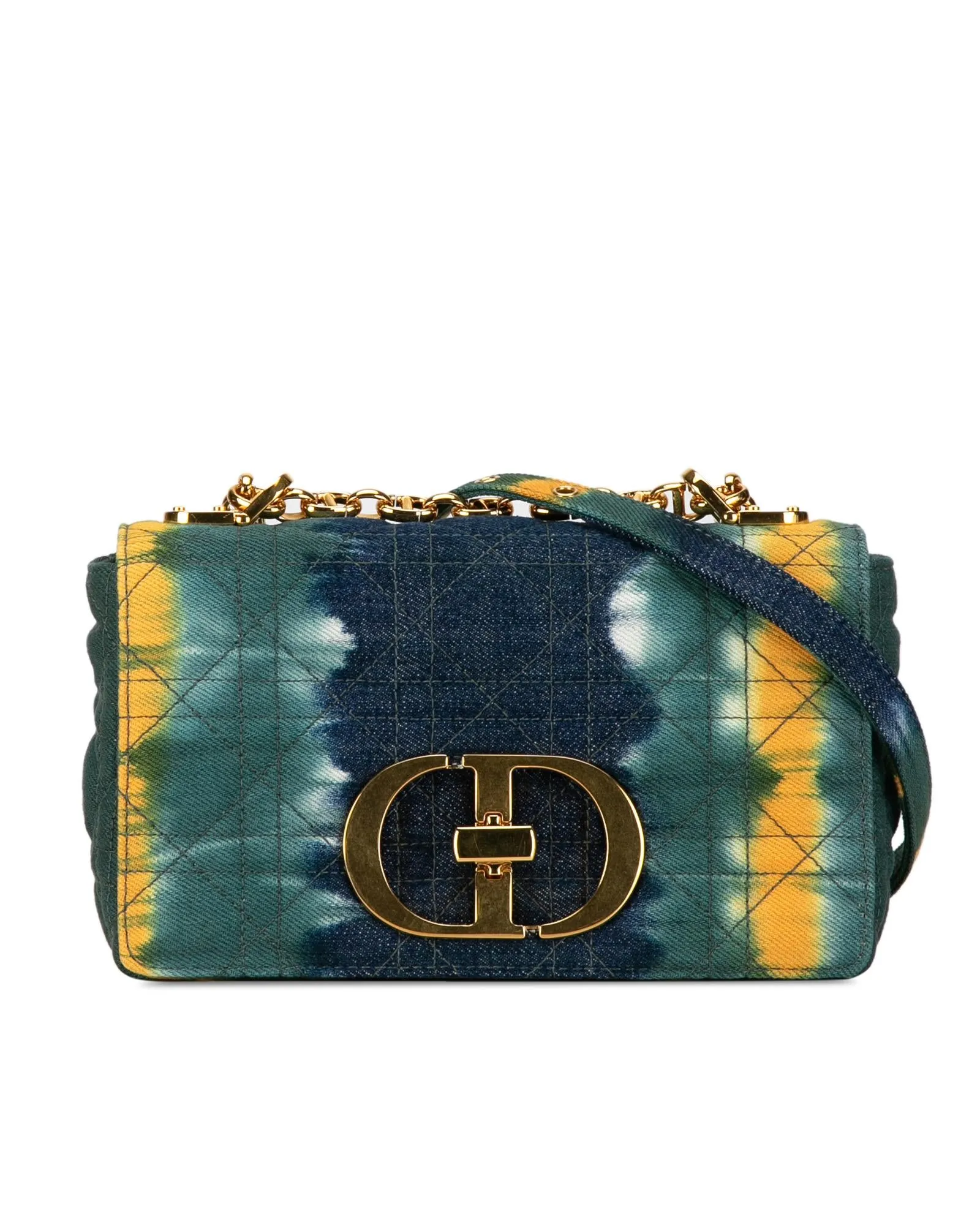 Denim Tie-Dye Quilted Shoulder Bag