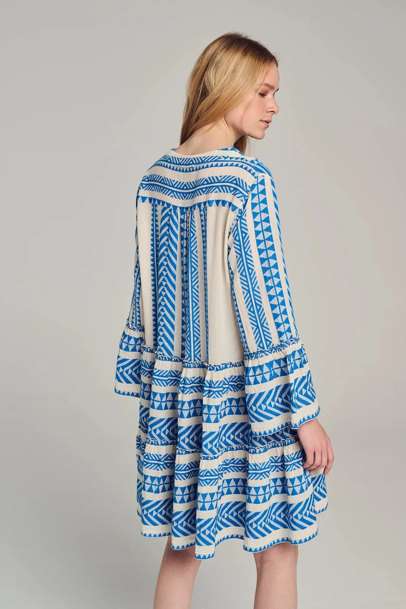 Devotion twins Ella Midi Dress in Blue and White