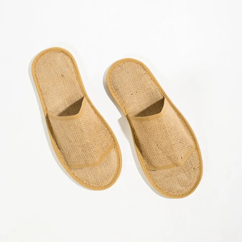 Disposable Natural Jute Slippers Open-toe