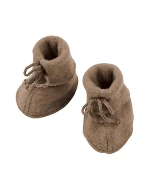 ENGEL - wool fleece baby booties - walnut