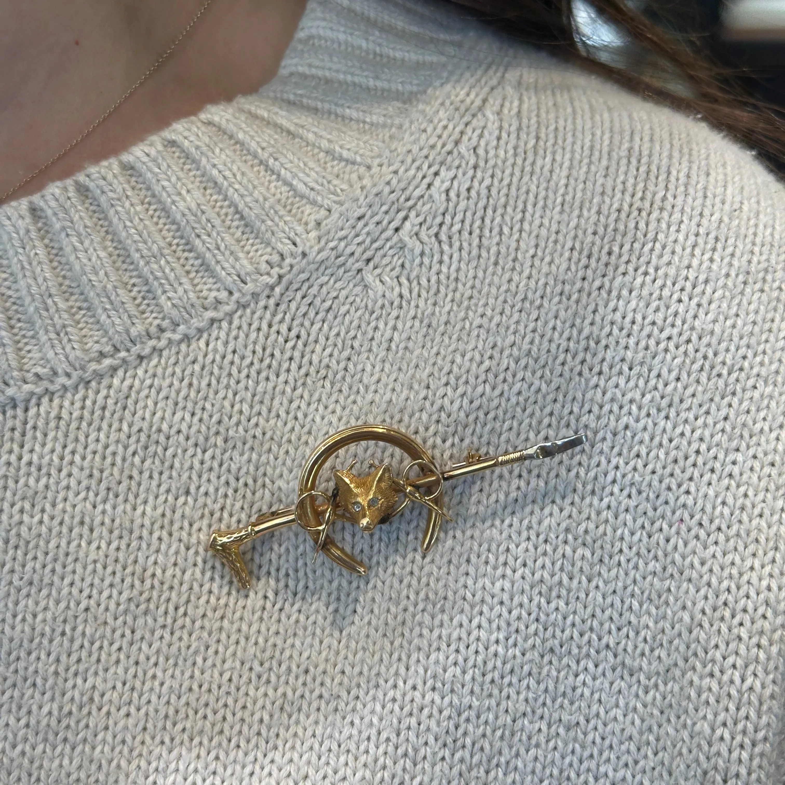 Estate 14K Gold and Diamond Stock Pin