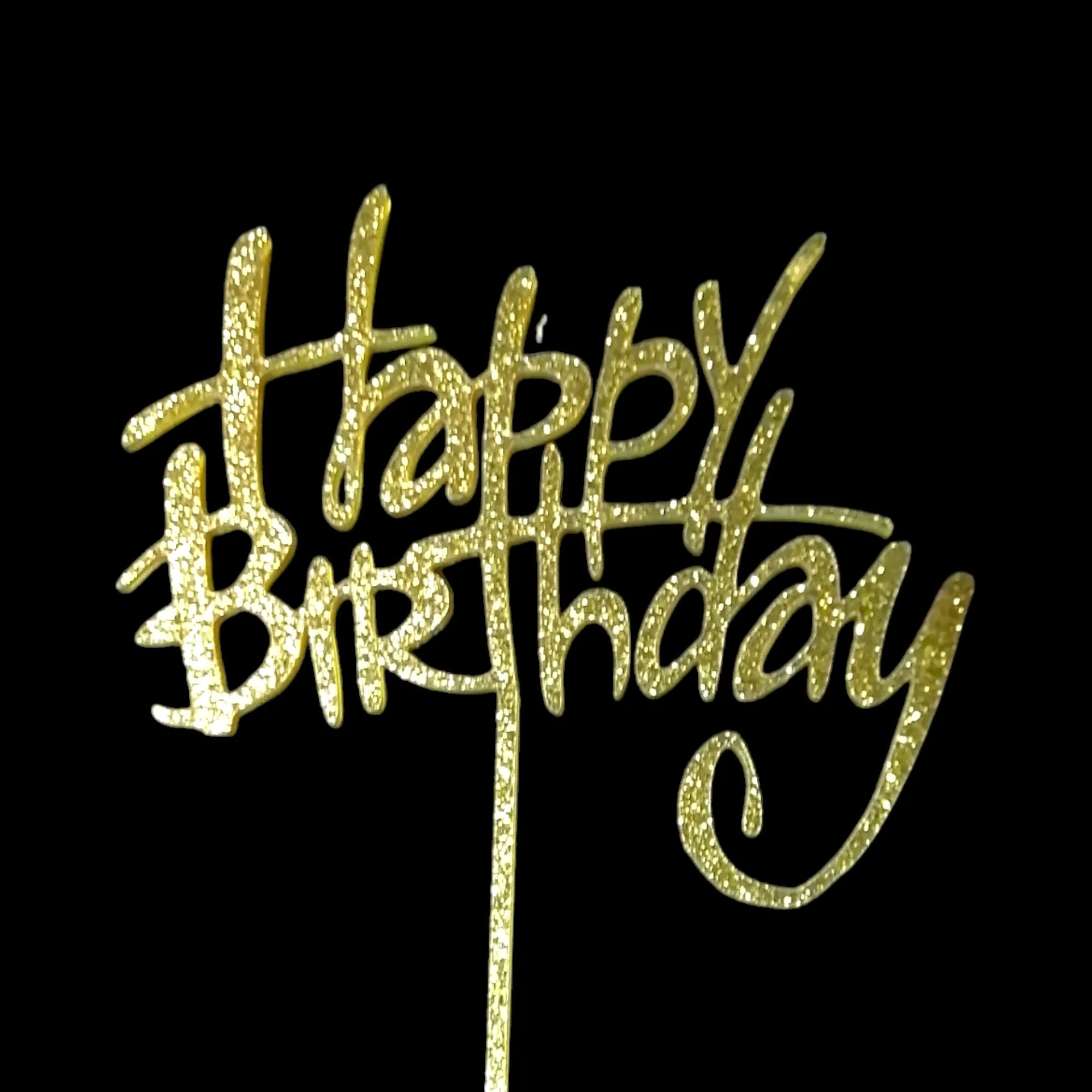 Glittery acrylic topper (gold) "Happy birthday" 1