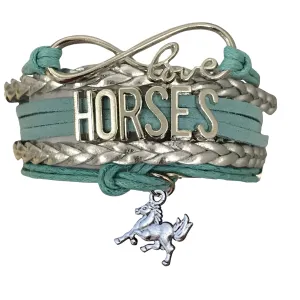 Horse Teal Infinity Bracelet - Pick Charm