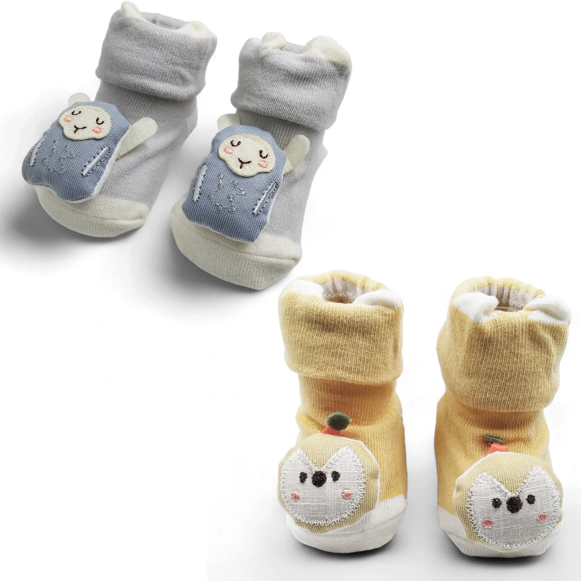 Little Sheep- Set of 2 100% Cotton Baby Booties Socks for New Born