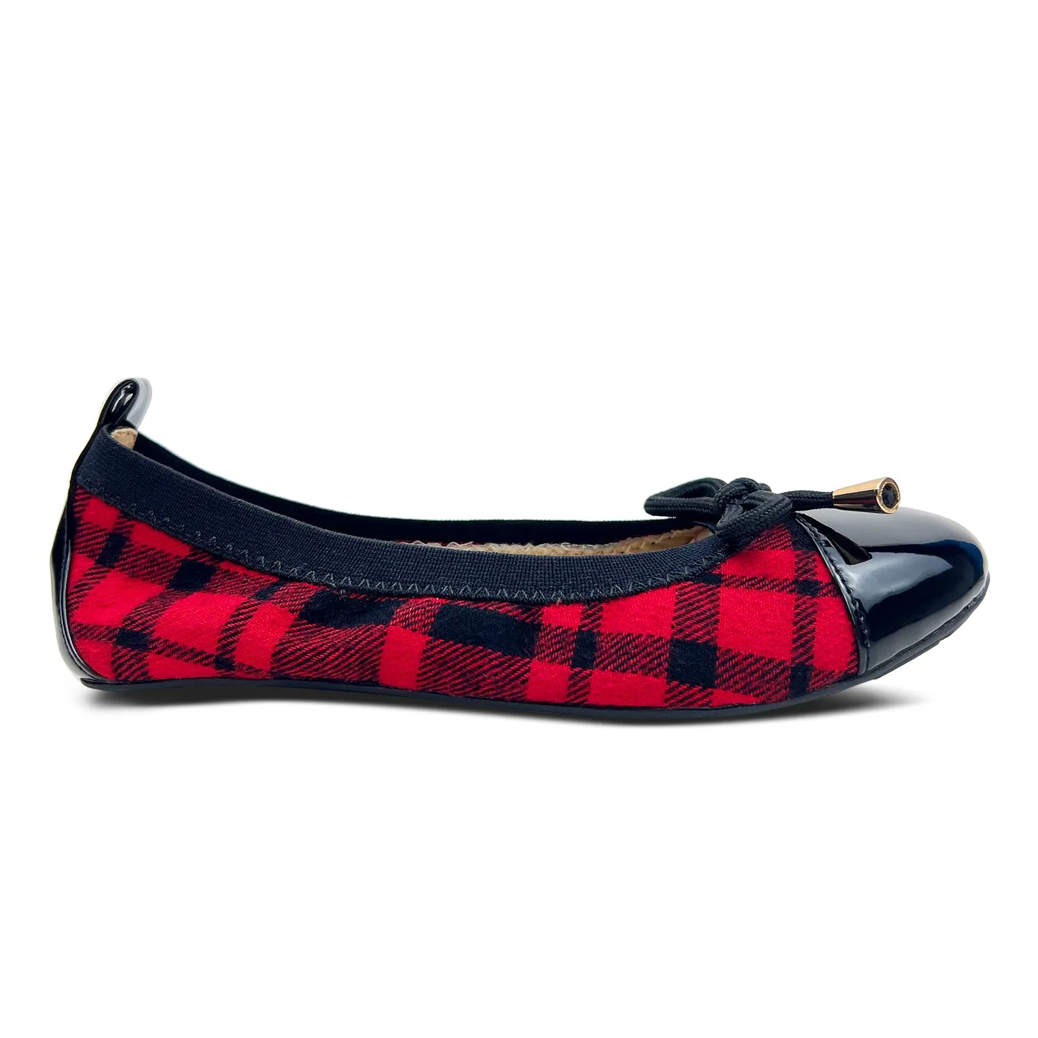 Miss Samantha Ballet Flat in Red Plaid - Kids