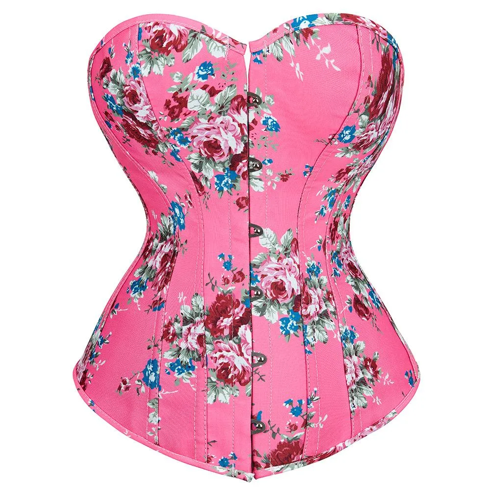 Retro Elegant Floral Denim Sweetheart Corset