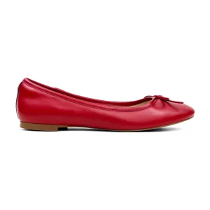 Sadie Ballet Flat in Red Leather