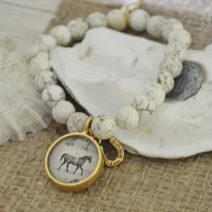 Vintage Horse Chart SemiPrecious Beaded Charm Bracelet